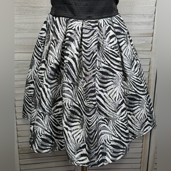 CITY TRIANGLES Animal Print Retro Strapless Semi Formal/Prom Dress B&W-9 - Picture 3 of 5